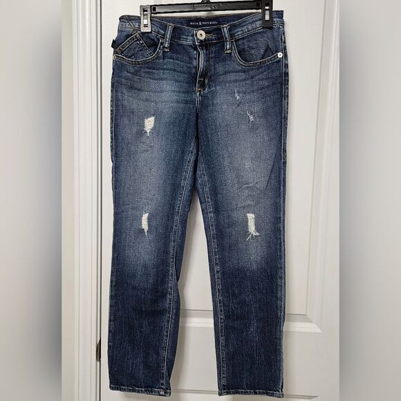 Rock & Republic Jeans Women’s 6M (30x26.5) Blue Denim Indee Distressed EUC - Picture 1 of 11